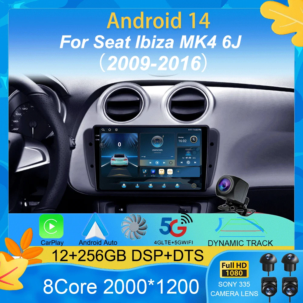 Android 14 Car Radio For Seat Ibiza MK4 6J SportCoupe Ecomotive Cupra 2009 2010 2011 2012 - 2016 QLED Screen Multimedia Player S