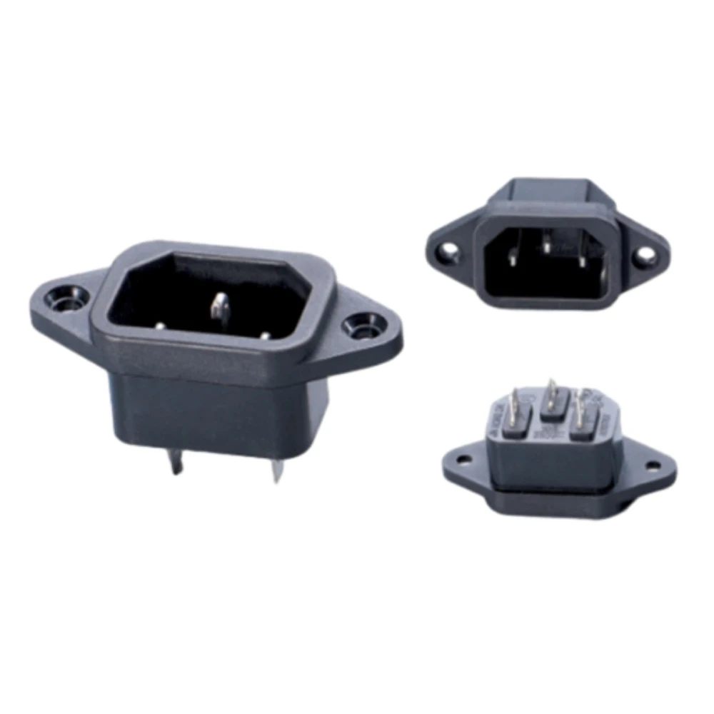 

250V 15A 3 Pin Male Plug Panel Power Charging Outlet Charging Plug Connector with Fixing Holes for Rice Cooker