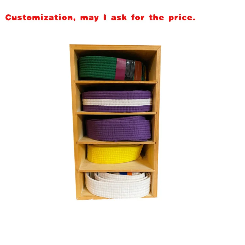custom.Brazilian Jiu Jitsu Pine Belt Hanger Box Martial Arts Karate Taekwondo Belt Holder Display Rack Art Martiaux