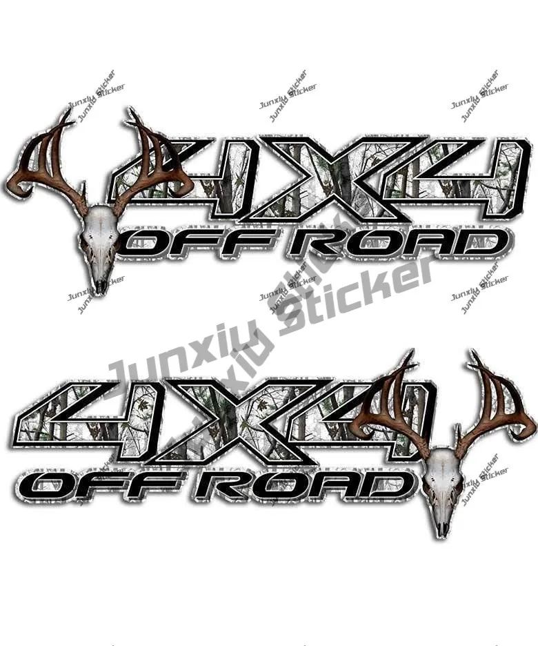 

A Pair 4x4 Snow Camouflage Truck Decal Deer Skull Archery Hunting Sticker for Tundra Off Road 4DW Stickers Scratch-Proof decor