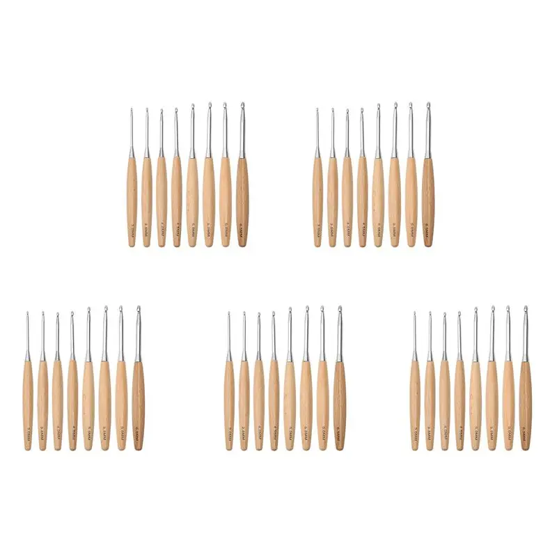 

BAAU 40Pcs Wood Crochet Hooks 3.0Mm-6.5Mm, Ergonomic Handle Crochet Hooks Set