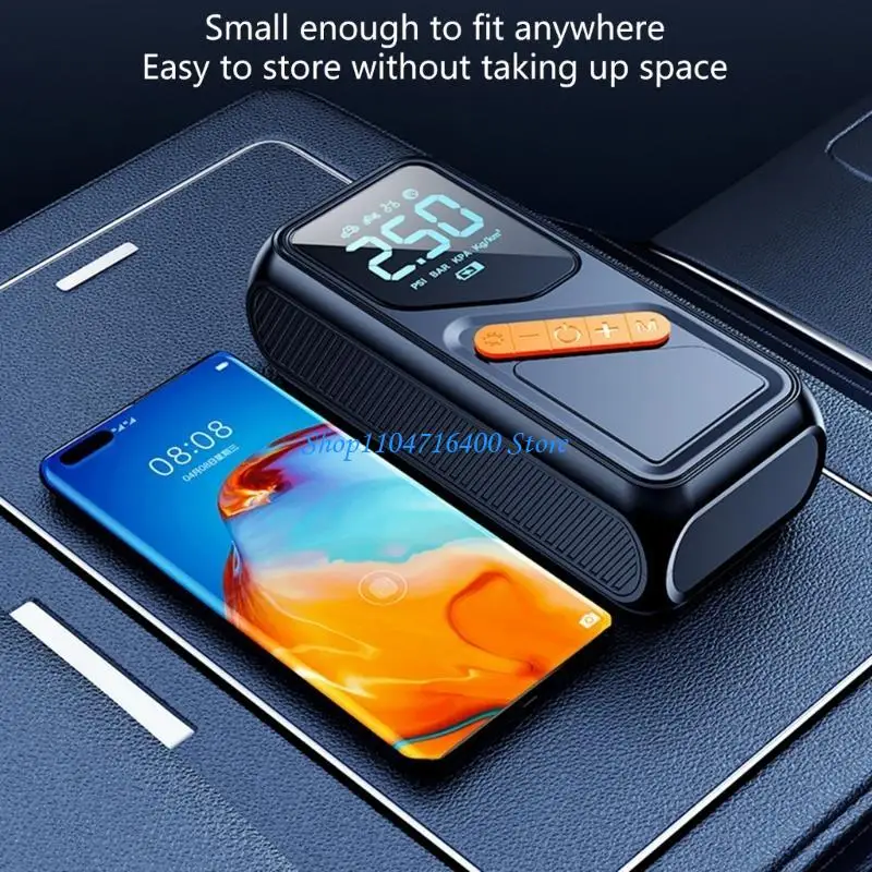 

y1gd Multifunction Cordless Tire Inflator with Automatic Shut Off & LED Lamp ABS Air Compressor for Vehicle and Sports Equipment