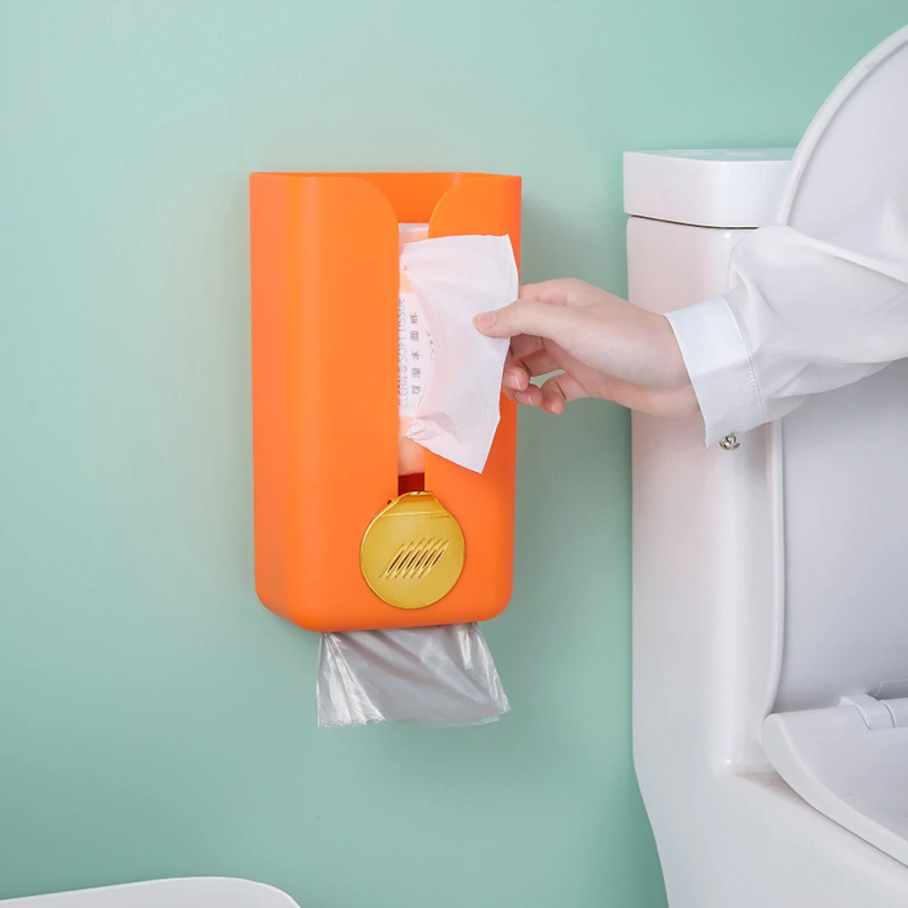 Toilet Tissue Box Punch-free Wall-mounted Kitchen Toilet Hanger Roll Paper Garbage Bag Storage Box