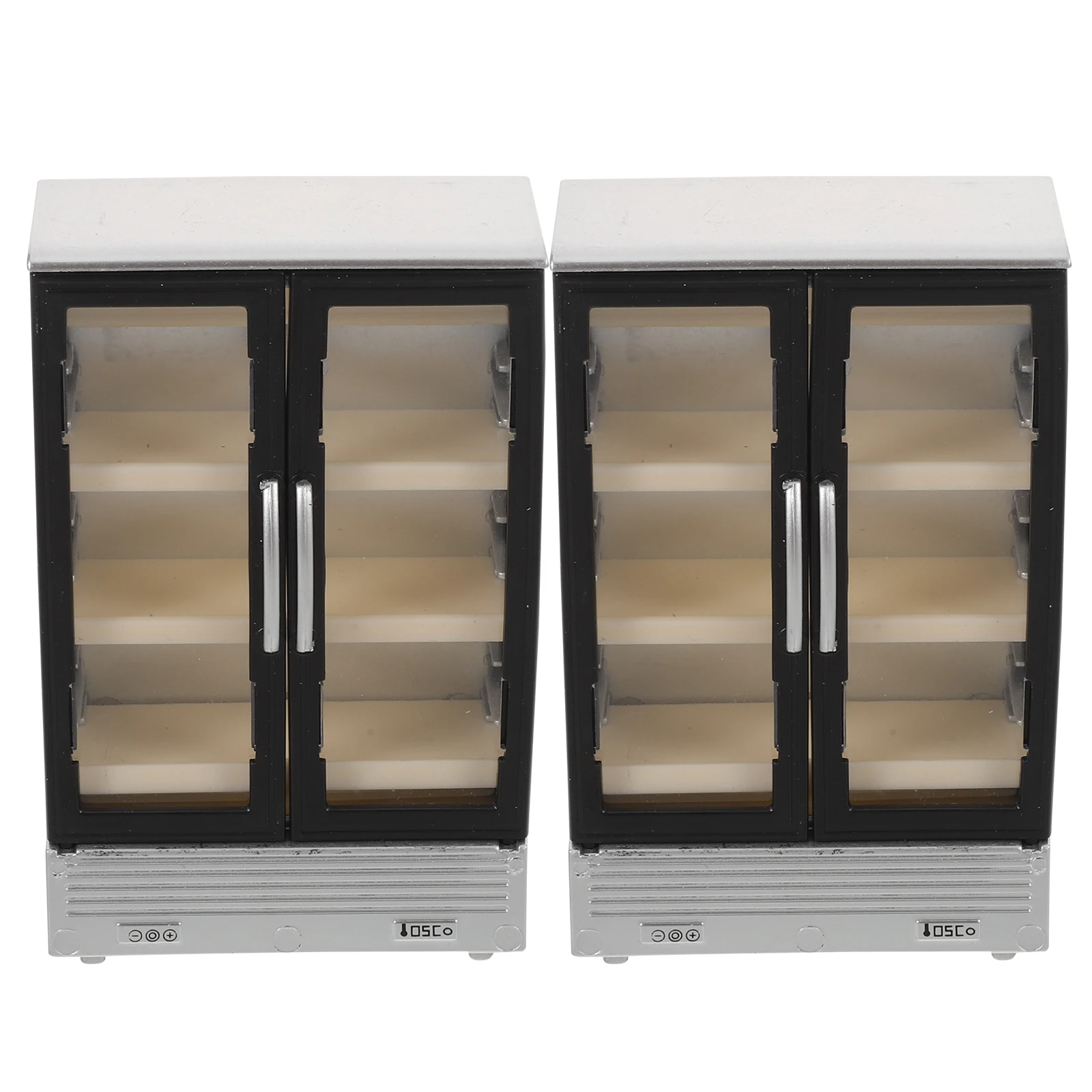 

2 Pcs Mini Refrigerator Ornaments Fridge Dollhouse Double Door Plastic Furniture