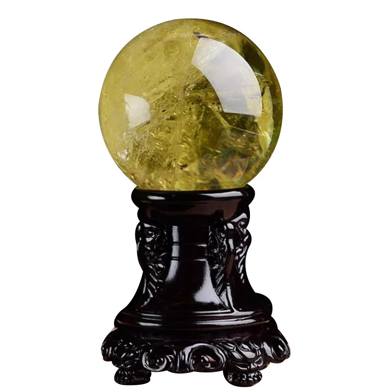 

Natural yellow crystal ball rough stone polished yellow ornament home jewelry ball handicraft