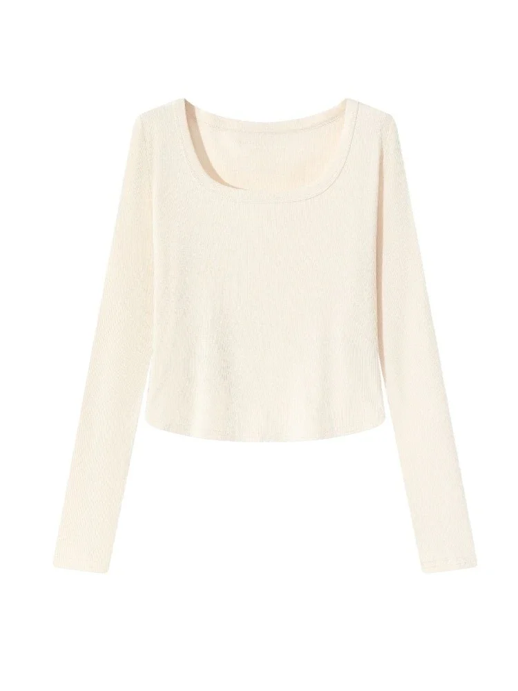 2026 Neues Elegantes Schlankes Vielseitiges Basic-Layering-Oberteil Lässiges Damen-Herbst-T-Shirt Stilvolles Langarm-Shirt mit Rundhalsausschnitt – Detail 4