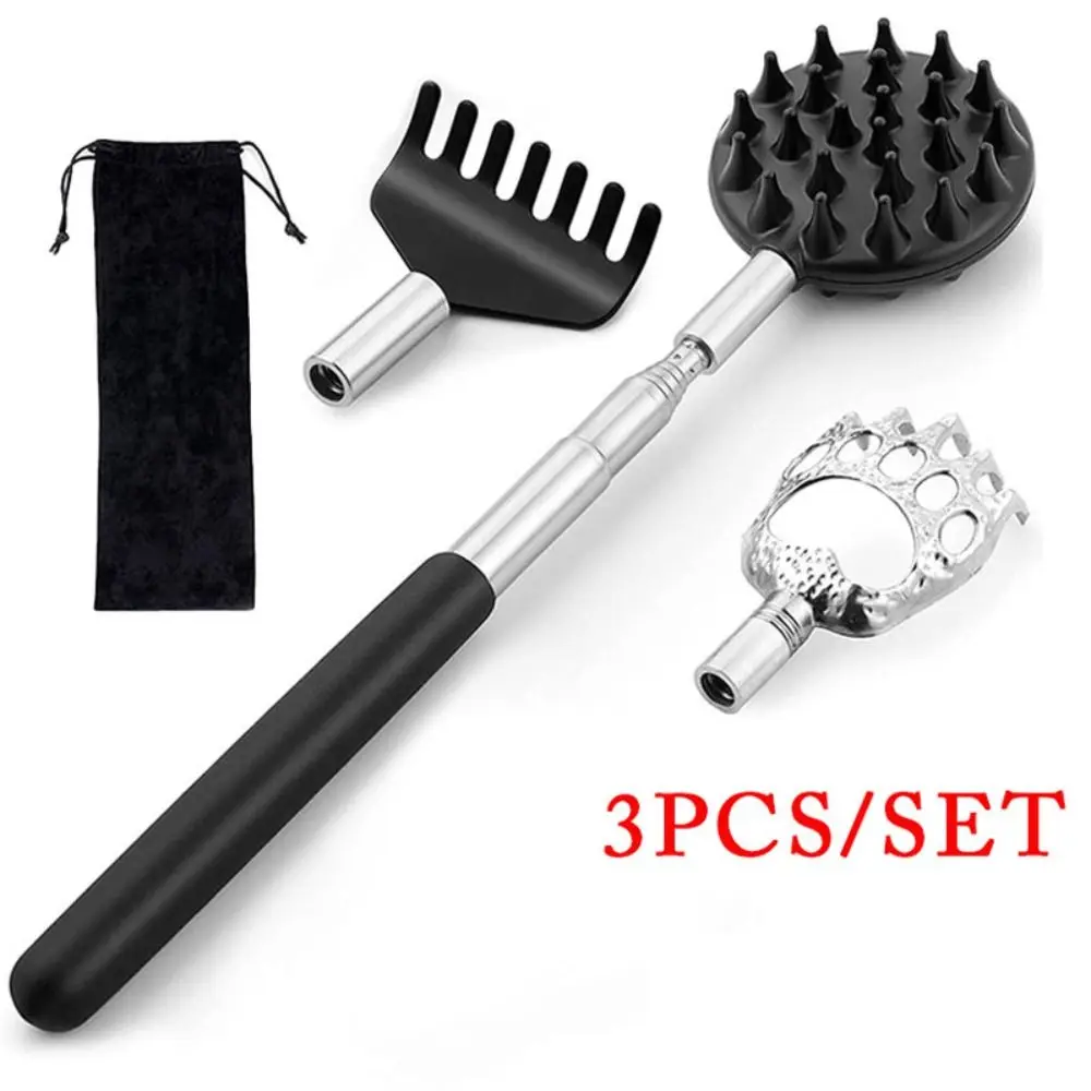3Pcs/Set New Telescoping Back Scratcher Extendable Scratching Massager Kit Portable Back Scratcher Telescoping Itch Massage