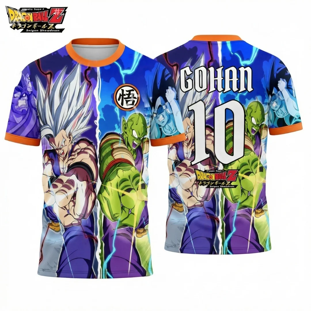 2026 Summer Dragon Ball Retro Cosplay T-shirt Men's Oversized 3D Printed Short-sleeved Family Unisex Children's Sports Shirt