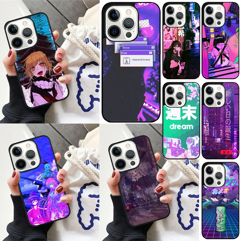 Vaporwave Glitch Aesthetics Cover For iPhone 16 13 14 15 Pro Max 12 Mini 11 15 Pro Max 6 7 8 Plus Max SE 2020 Phone Case