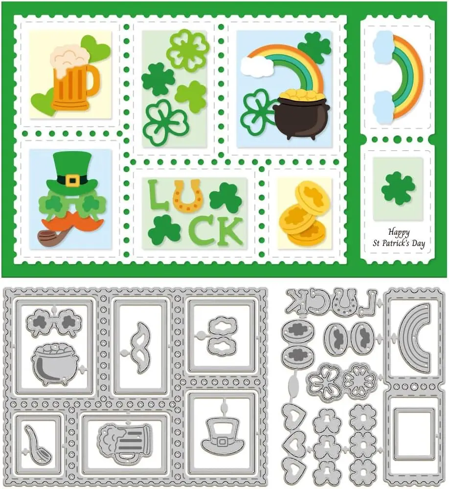 วันเซนต์แพทริควันไปรษณีย์ตัดกรอบตายสําหรับการ์ดทําแสตมป์โลหะกรอบตายตัดแม่แบบตัดตายสําหรับ