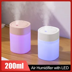 200ML Air Humidifier USB For Home Office Car Aroma Diffuser Essential Oils With  Colorful Light Mini Ultrasonic Humidifier