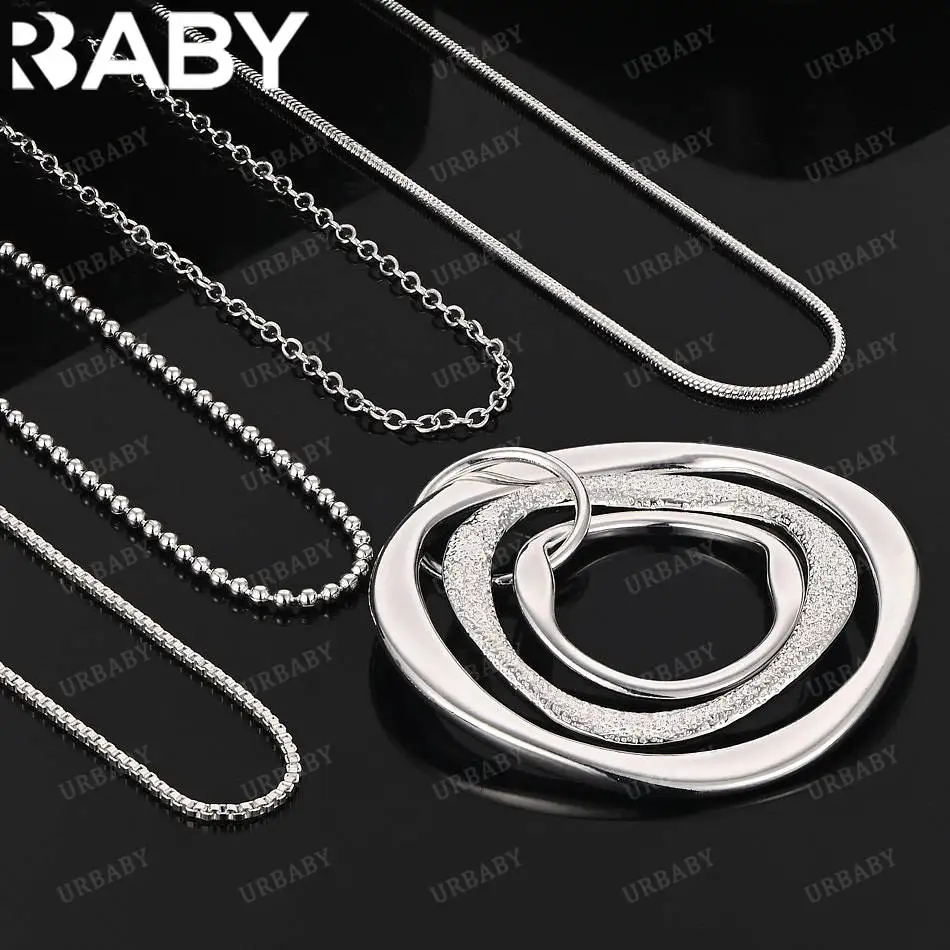 

URBABY 40-75 см, круглый кулон из стерлингового серебра 925 пробы, ожерелье для женщин и мужчин, очаровательные трендовые подарки на день рождения, модная вечеринка