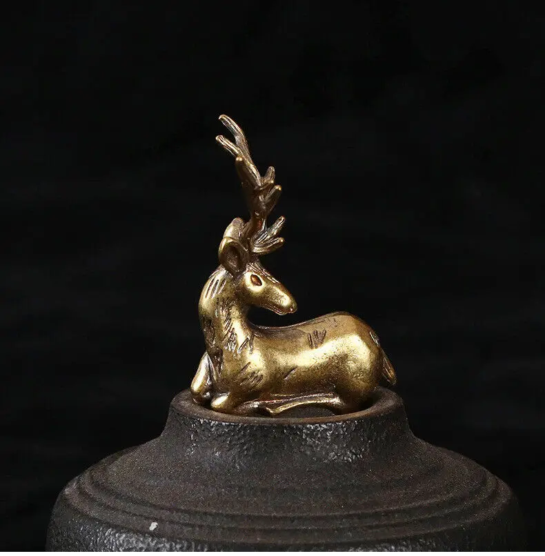 Chinese Creative Classic One Deer Peaceful Brass Deer Ornament Statue