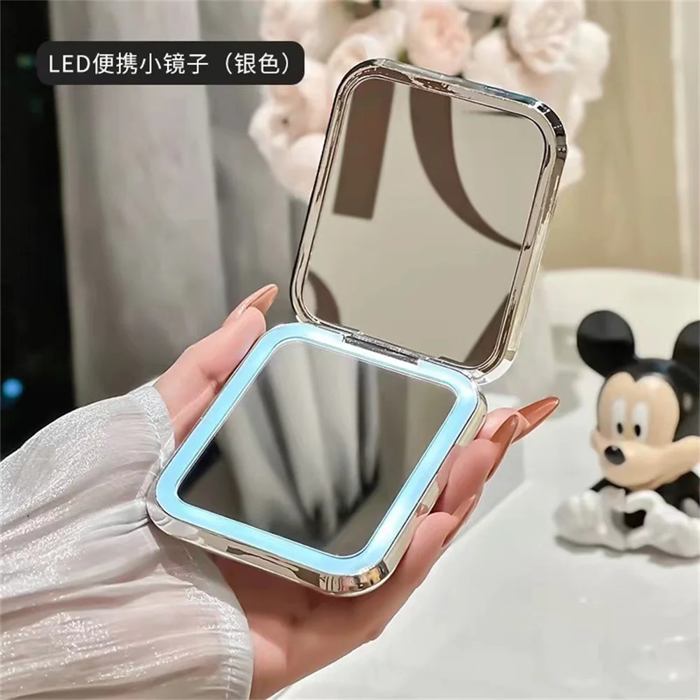 Galaxy Folding Make Up Mini Mirror with LED Light 5X Magnifying Small Pocket Portable Travel Cosmetic Mirrors with Type-C Cable