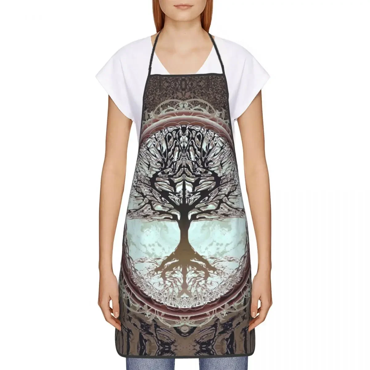 Unisex Tree Of Life Inner Peace Kitchen Chef Cooking Baking Apron Men Women Norse Yggdrasil Tablier Cuisine for Painting