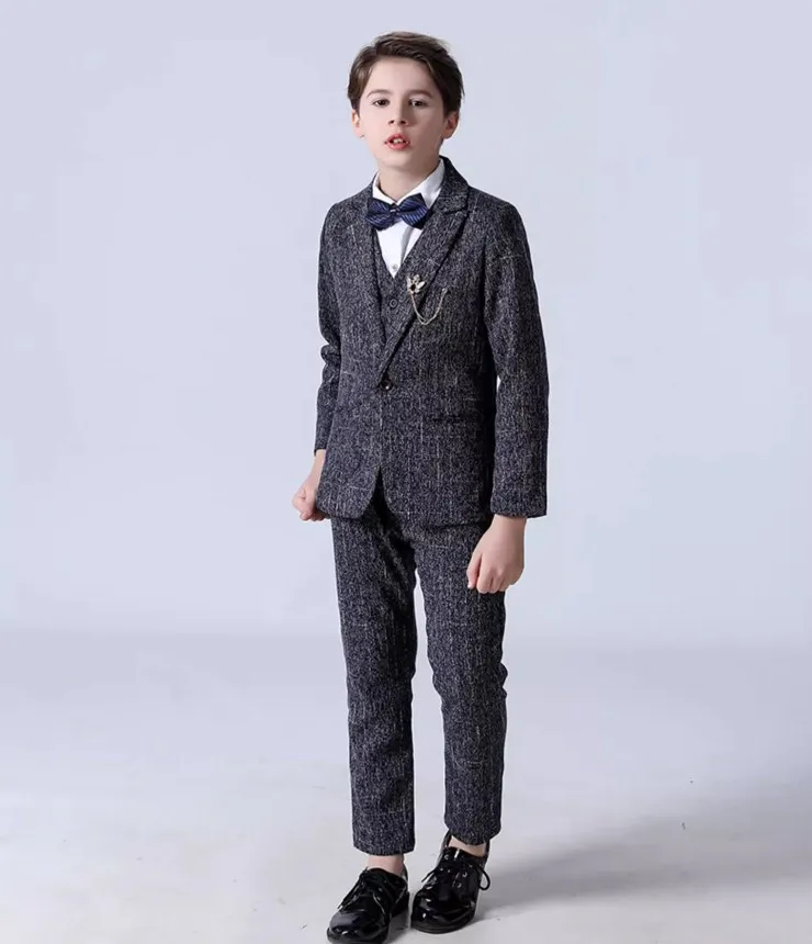 

Gentelman Kids Prom Party Show Photography Suit Children Gary Piano Host Jacket Vest Pants 3PS Tuxedo Dress Boys Wedding Suit