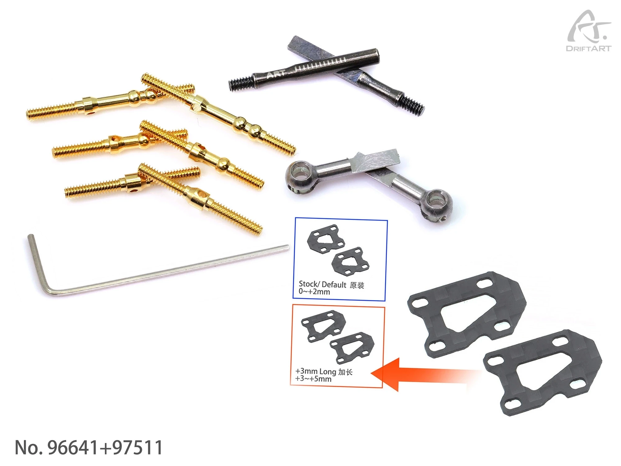 96641+ 97511 DriftART Wide Track Conversion Set Rear Arms Long Plates For DA4