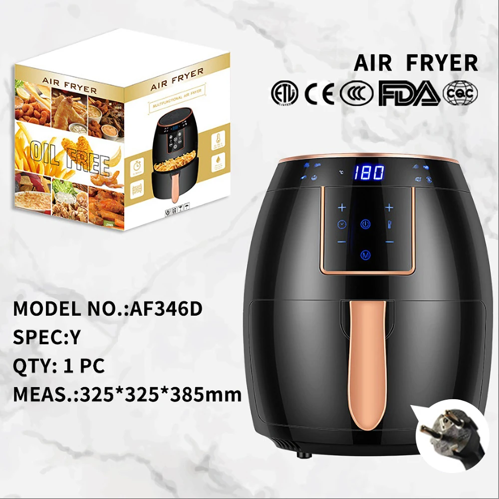 Air Fryer 5.5L Household Large Capacity 1300W Big Firepower Timing Touch Screen LCD Electric Air Fryer with Bakeware