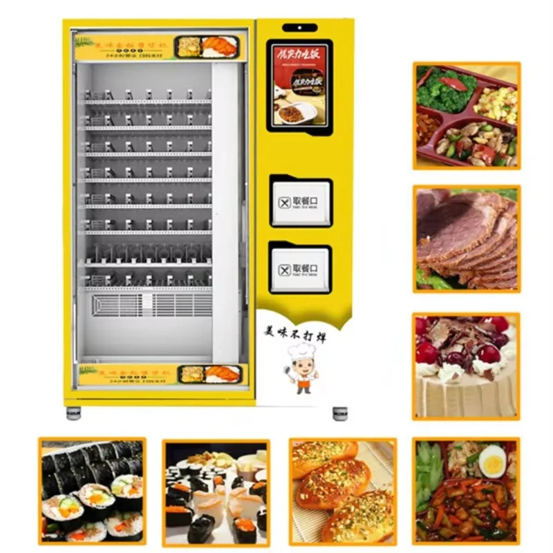 Hot Food Vending Machine Fully Automatic Custom SDK Supported Touch Screen Meal Dispenser for Transport Hub Customized