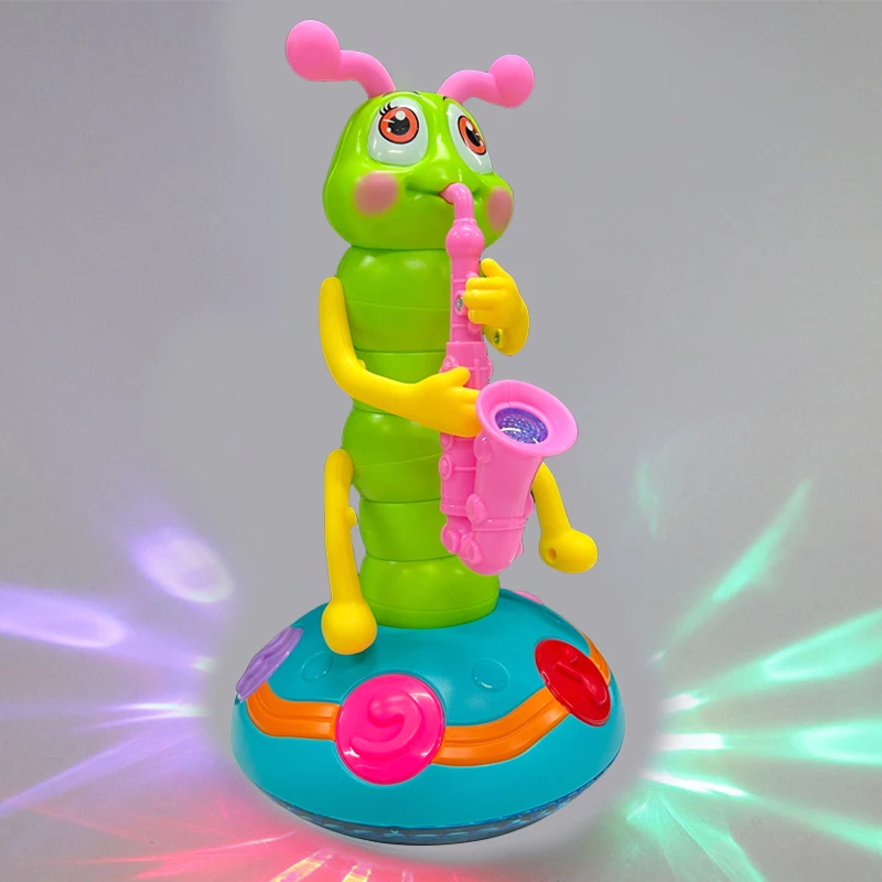 Urocza zabawka elektryczna - ślimak tańczący na saksofonie, z kolorowym dźwiękiem i światłem, idealny prezent dla dziecka, zapewniający rozrywkę.
