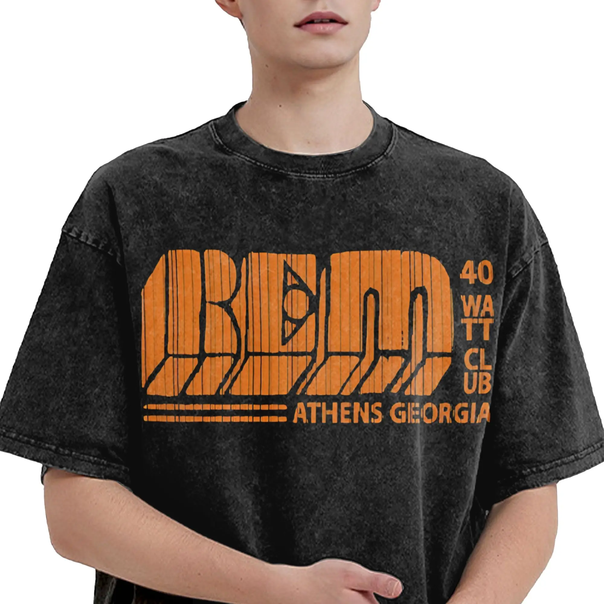 R E M T The Fifth Element Washed T Shirt Streetwear Hip Hop Novelty T-Shirts  Tees Tops for Men Women Short Sleeve Harajuku