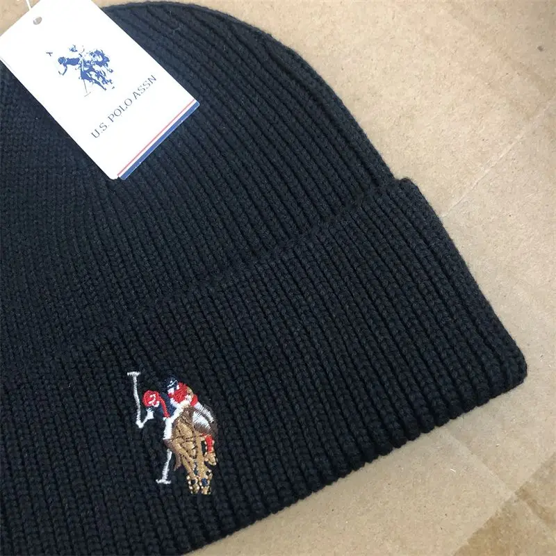 U.S. POLO ASSN. Winter Warm Wool Hat Embroidery Warm Hat Beanies Hip Hop Men Women Ski Hats Skullies Caps Soft Elastic Cap