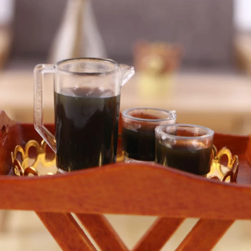 1 セット 1:12 ドールハウスミニチュアケトルハーブティーカップ飲料ティーセット子供ふり遊びおもちゃドールハウスアクセサリー