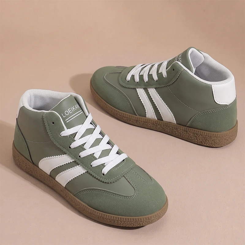 Herren High-Top Retro-Sneaker mit weichem Obermaterial, Gummisohle, Schnürung, Allround-Schuhe für den täglichen Alltag, Freizeit, Straße, Campus und Stadtspaziergänge. – Detail 3