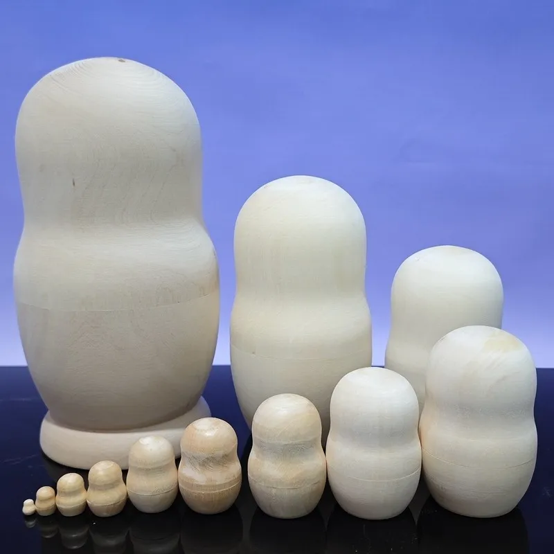Matryoshka 12-layer white billet DIY graffiti, pure natural air-dried linden environmentally friendly children's educational toy