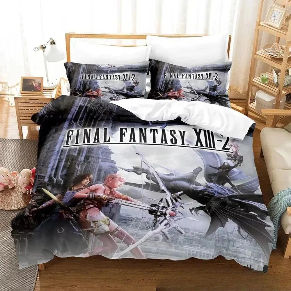 

3D Print Anime Game FINAL FANTASY XIII-2 Bedding Set Boys Girls Twin Queen King Size Duvet Cover Pillowcase Bed boys Adult