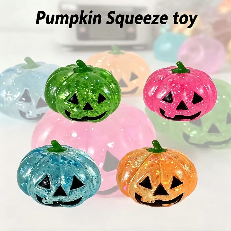 New Halloween Pumpkin Maltose Stress Ball Squishy Toy Fidget Toy Stress Relief Slow Rebound Funny Gift For Adults Soft Elastic