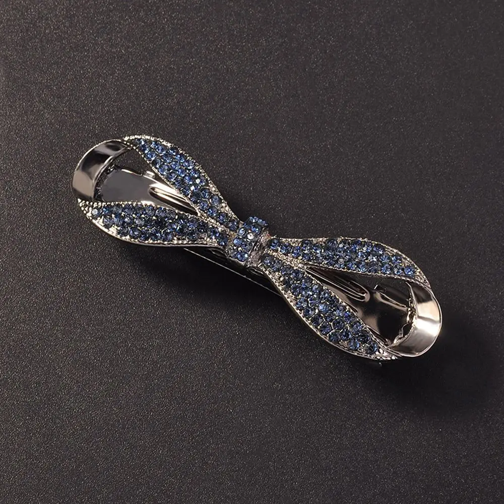 

Sweet Elegant Bow Temperament Crystal Zircon Korean Ponytail Holder Small Hair Clip Women Spring Clip Hairgrip