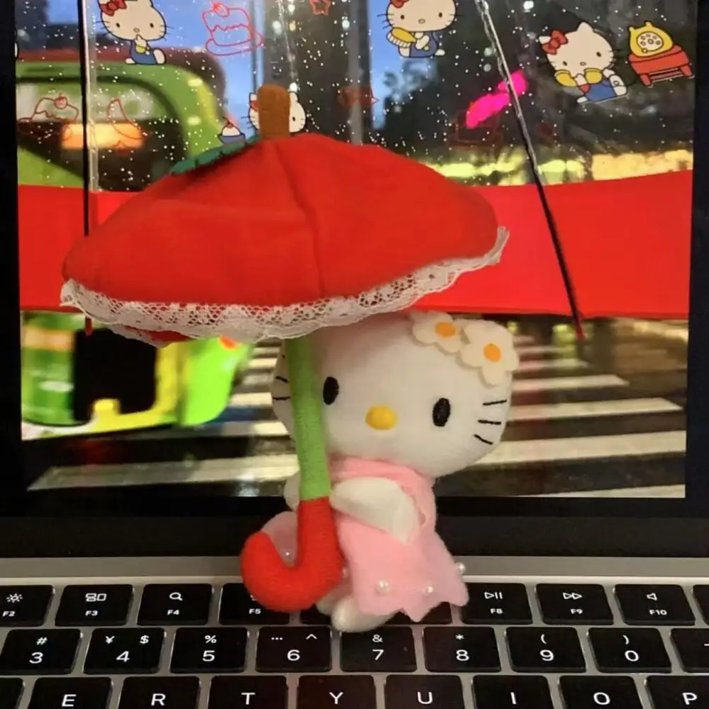 

Kawaii Sanrio Umbrella HelloKitty Plush Doll Fashionable red umbrella plush keychain Pendant Boy girl toys Cartoon birthday gift