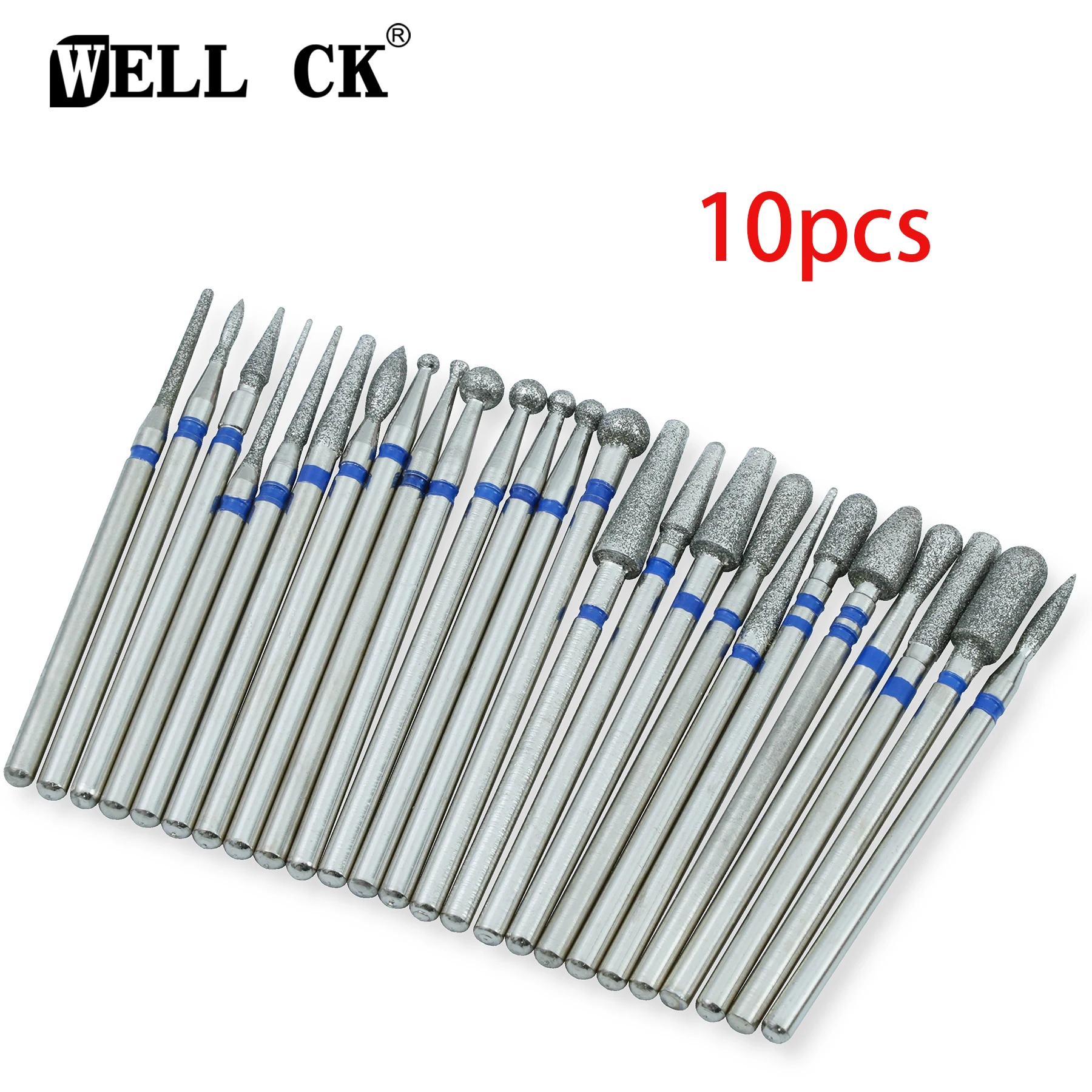 10pcs WELLCK Dental Carbide Ball Strawberries Milling Cutter Machine Professional Nail Drill Manicure Burr Cuticle Remove