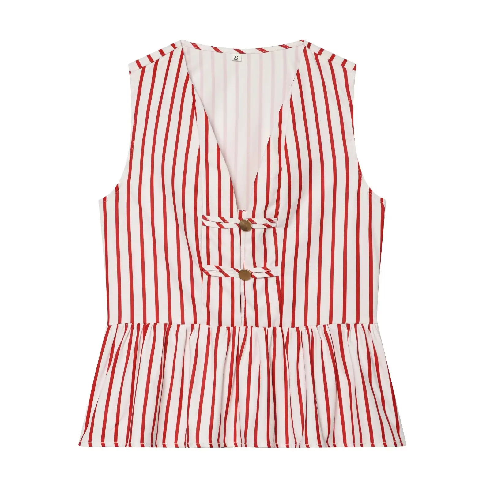 Willshela Women Fashion With Button Striped Pullover Vest Vintage V-Neck Sleeveless Female Chic Lady Tanks Tops