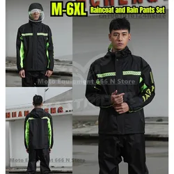Large Size 5XL-6XL Raincoat and Rain Pants Suit Men's Extra Large Size Thickened Electric Motorcycle Riding Raincoat