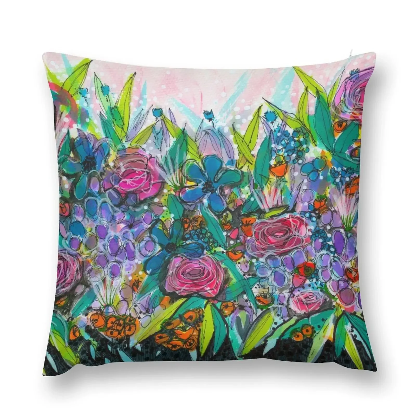 A Jumble of Flowers - Kerry Beazley Throw Pillow pillow pillowcase Pillowcase Cushion Covers For Sofas Cushion Cover Set pillow