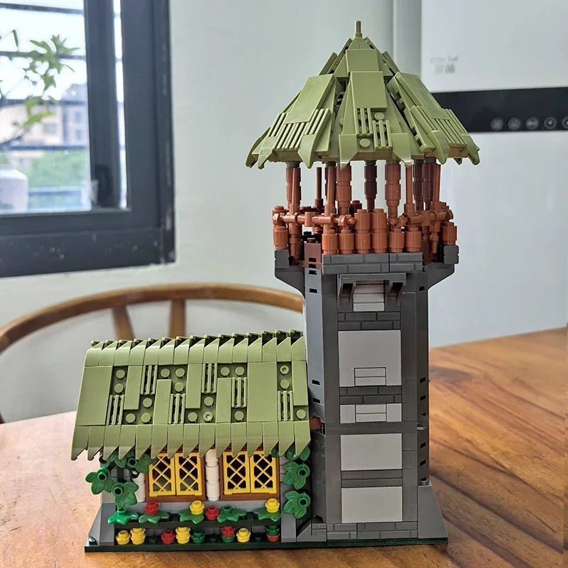 Średniowieczny Dom Warsztat Łucznika Klocki Konstrukcyjne Model Architektoniczny Chata z Dachem z Trawy Chatka z Drewna Zestaw Klocków Zabawki Prezent Dla Dziecka