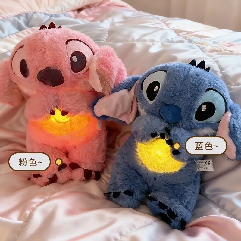 

Disney Plush Doll Stitch Toy Sleeping Breathing Bear Plush Soothing Music Sleep Playmate Kawaii Light Child Plush Toy Kids Gift
