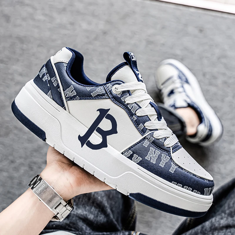 White Comfortable Breath  Anti Slip Footwear Autumn New Men's Casual Shoes Thick Bottom Wear Resistant Heightening Male Sneakers