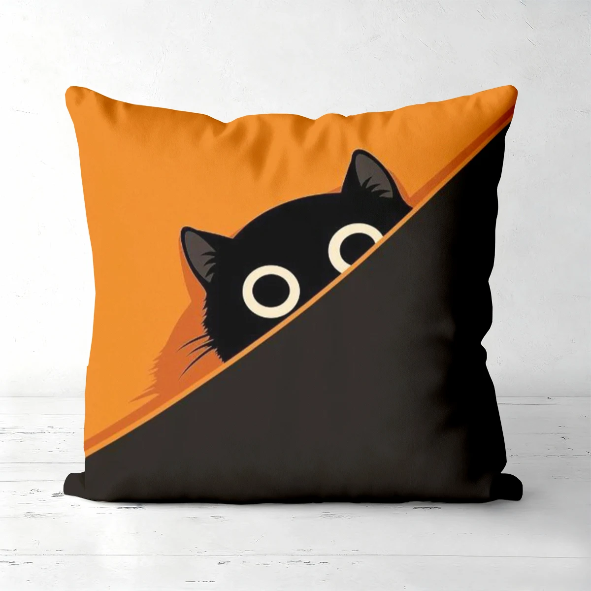 Cute Black Cat Pattern Orange And Black Throw Pillows Polyester pillowcase, sofa decorative cushion cov Headboard Pillow - view 4