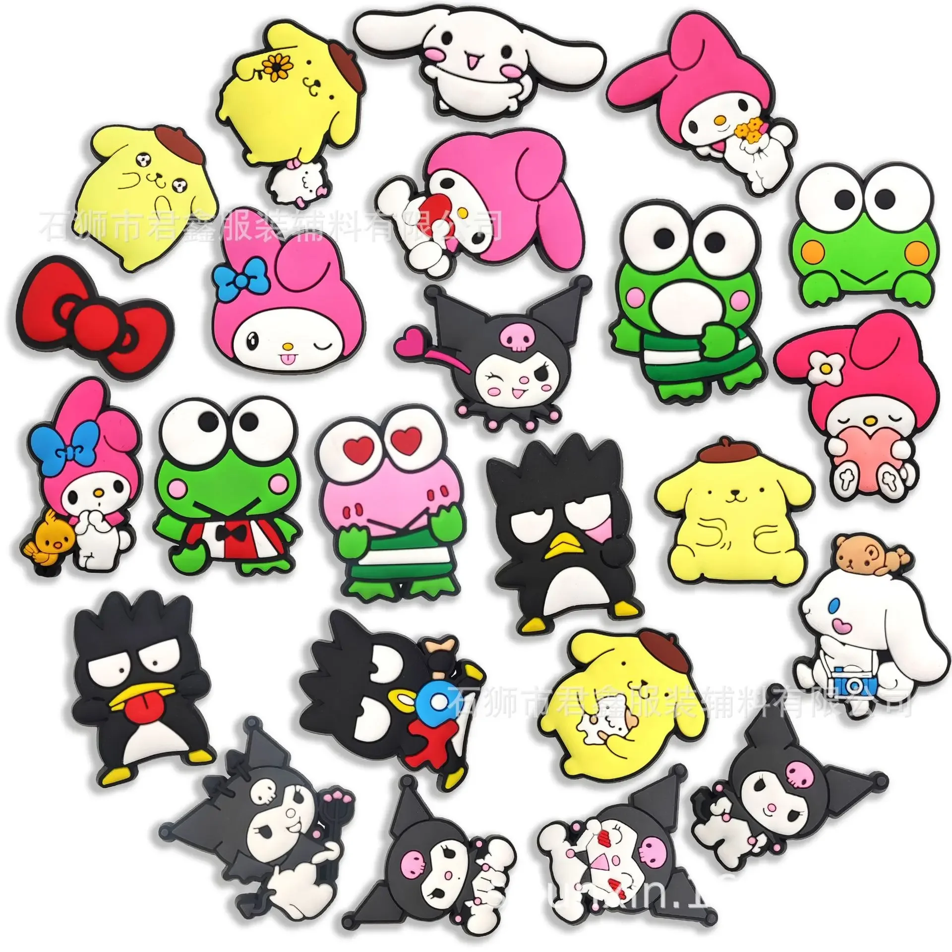 

2023 New Sanrio Character PVC Shoe Buckle Hello Kitty Melody Kuromi Wholesale Available Sale Cartoons Decorations Kids Gifts