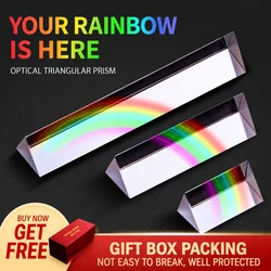 Triangular Prism BK7 Optical Prisms Glass Physics Teaching Refracted Light Spectrum Rainbow Children Students Present