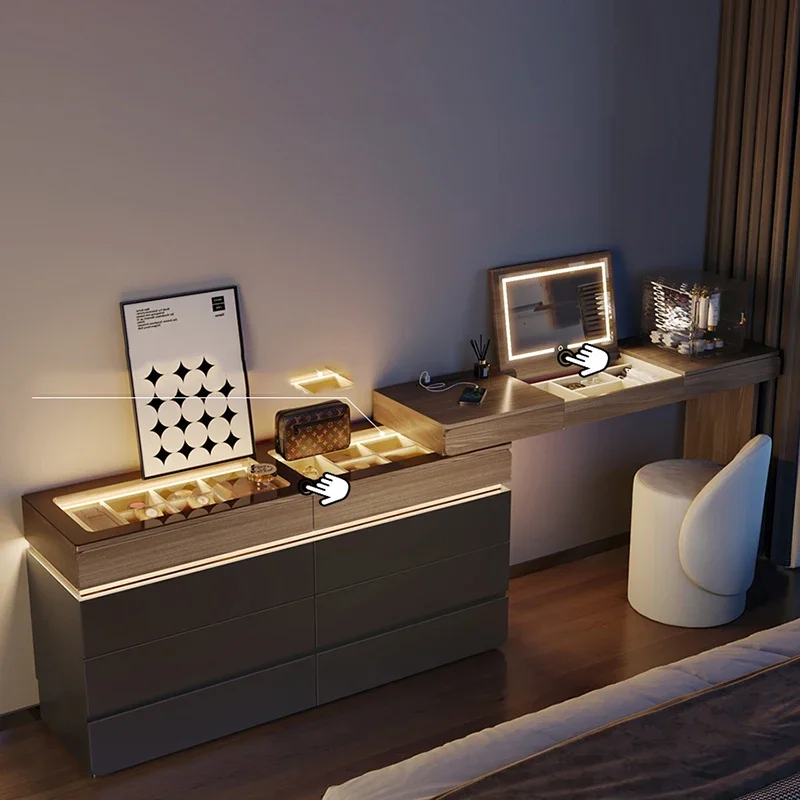 Minimalist Mirror Dressing Table Luxury Bedroom Drawer European Dressing Table Storage Girls Comoda Pra Quarto Home Furniture