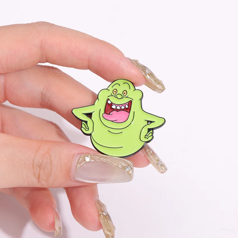 Junk Food Lover Slimer Character Enamel Pin Custom Japanese Anime Manga Brooch Clothes Lapel Badge Jewelry Gifts