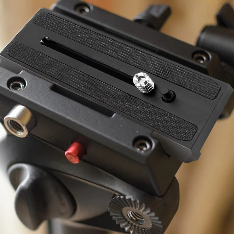 Sliding Quick Release Plate With 1/4 Inch And 3/8 Inch Screws For Manfrotto MVH500AH Quick Release Plate