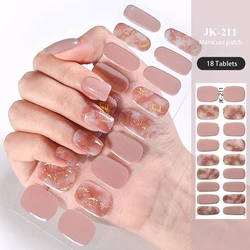 Golden Marble Gel Nail Strips Patch Sliders Flowers Gradient Color Adhesive Full Cover Gel Nail Stcikers UV Lamp Cured Manicure