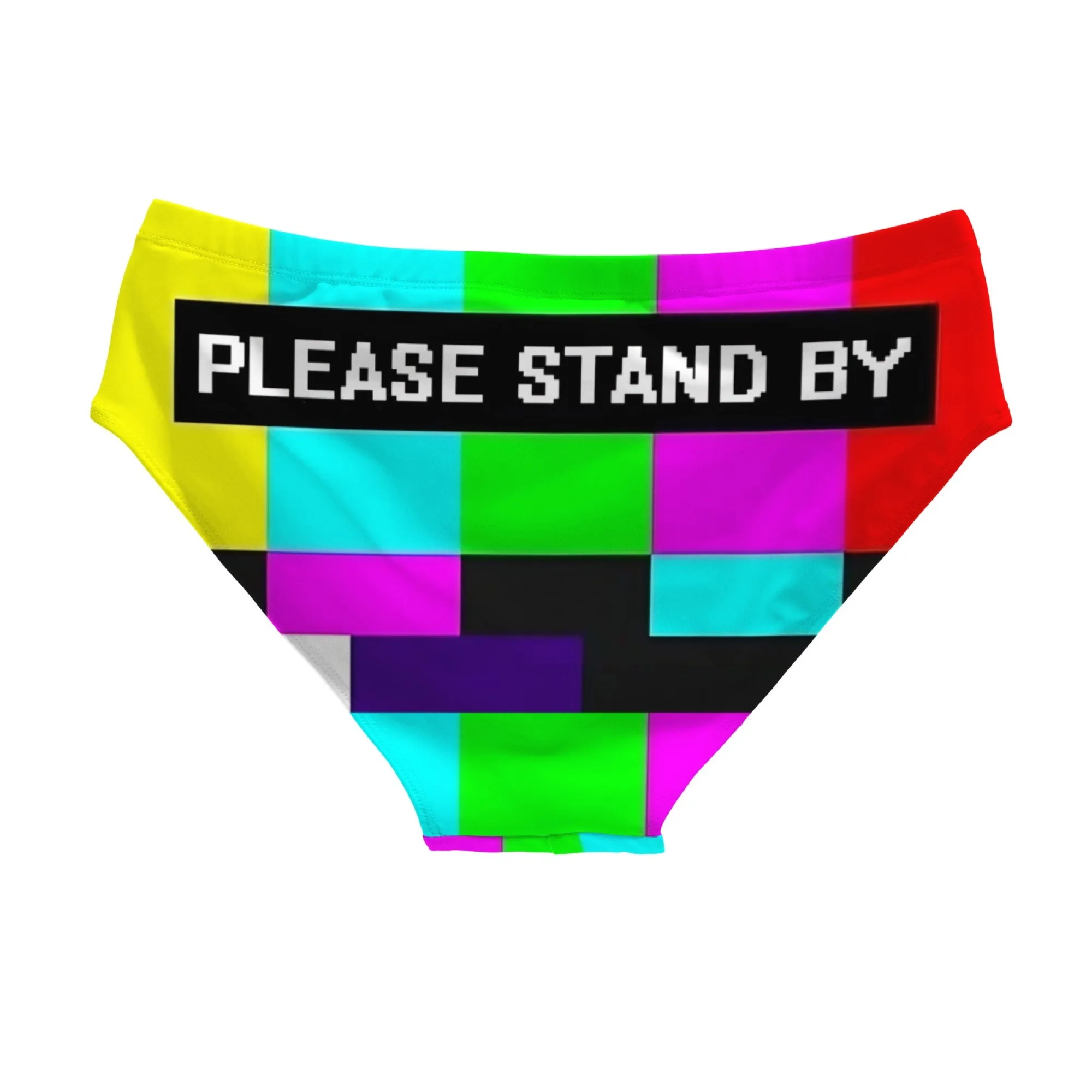 Retro TV Striped Digital Swim Trunks Stretchy Soft Skin-friendly Men's Triangle Trunks Poolside Beach Leisure Novel Swimsuits