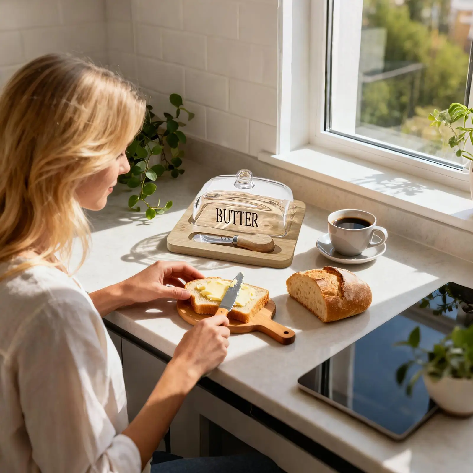 

Butter Dish Glass Dish Tray With Lid Butter Keeper With Cutter For Home Kitchen Dining Table Breakfast Outdoor Picnic Cafe