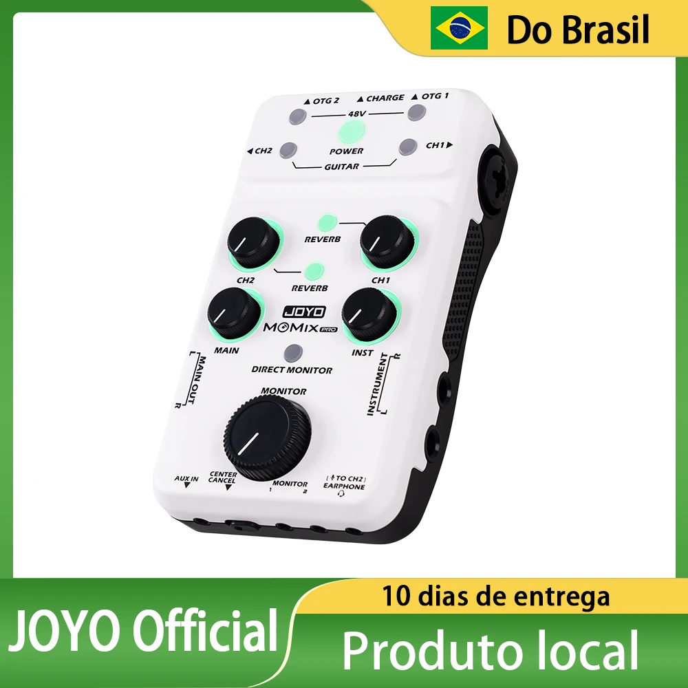 Joyo momix pro placa de som de guitarra 2 entrada estéreo misturador de áudio de sincronização de áudio para gravação e streaming ao vivo ao ar livre